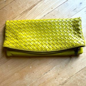 Lime Green Hobo Woven Leather Clutch